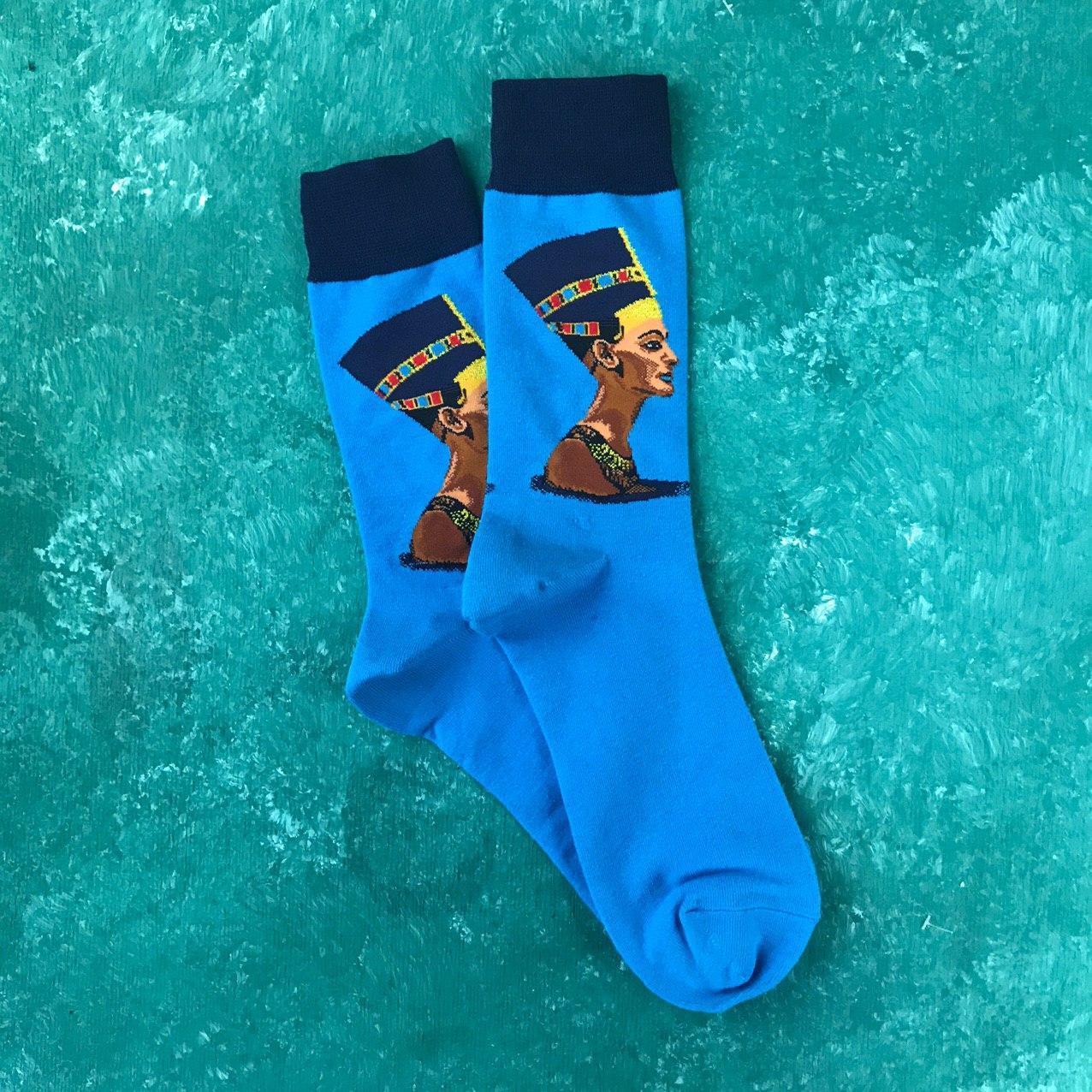 Шкарпетки Високі Жіночі Чоловічі City-A Our Tanks Картини Нефертіті Блакитні