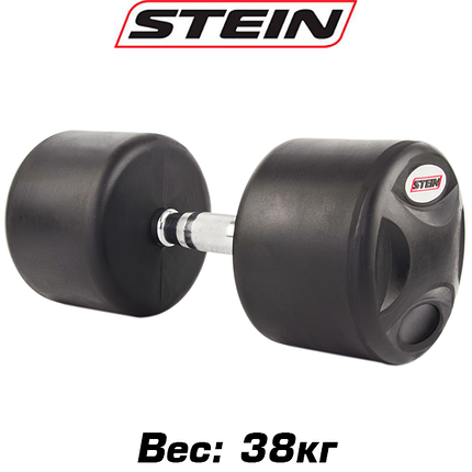 Гантель нерозбірна сталева гантель професійна гумова з хромованою ручкою Stein 38 кг, фото 1