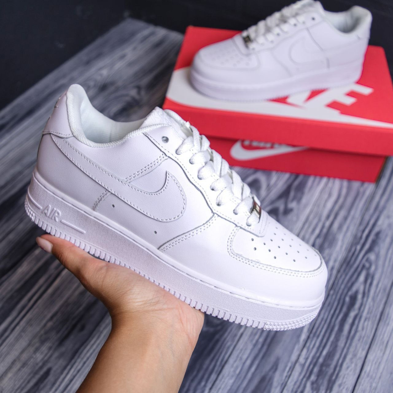 Кросівки чоловічі Nike Air Force білі повсякденні шкіра ТОП якість