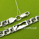 Срібний чоловічий браслет. Бісмарк зі вставкою. Чорнене срібло 925.19 см, фото 6