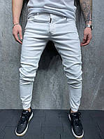 Мужские джинсы белого цвета (белые) зауженные, стильные штаны на лето Турция