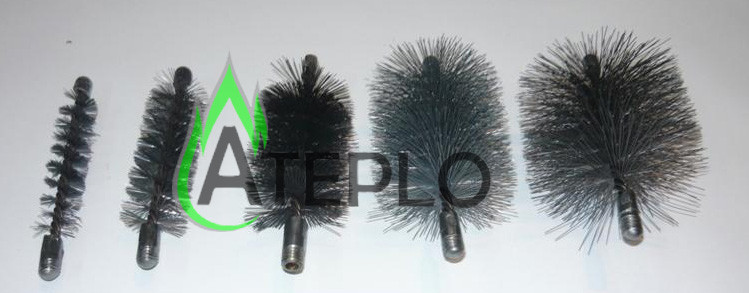 Сталевий йоржик (щітка) для чищення теплообмінника твердопаливного котла D 80 мм, фото 1