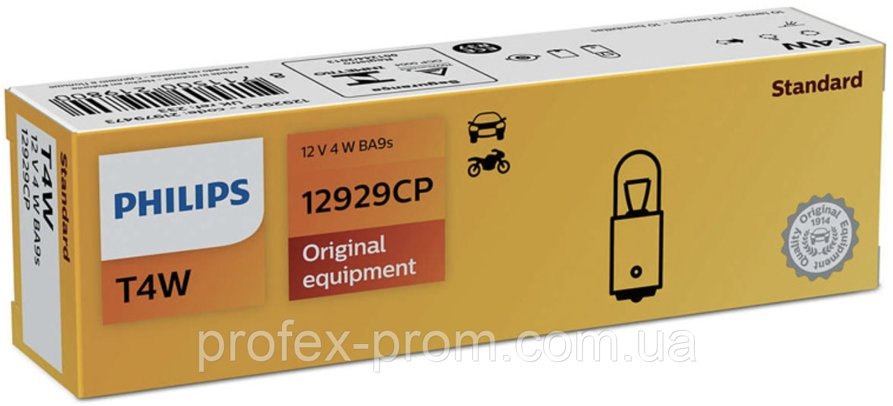 Автолампа вказівна Philips 12929 T4 W12V (BA9s) (шт.), фото 1