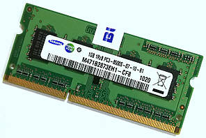 Оперативна пам'ять для ноутбука Samsung SODIMM DDR3 1Gb 1066MHz 8500S 1Rx8 CL7 (M471B2873EH1-CF8) Б/В