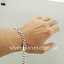 Срібний чоловічий браслет. Бісмарк зі вставкою. Чорнене срібло 925.19 см, фото 9