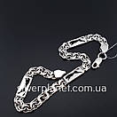 Срібний чоловічий браслет. Бісмарк зі вставкою. Чорнене срібло 925.19 см, фото 9