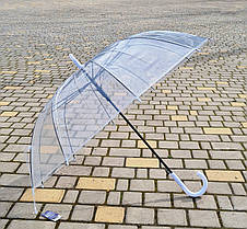Парасолька тростина прозора купол 10 спиць без принта Напівавтомат Жіноча купольна парасолька, фото 2
