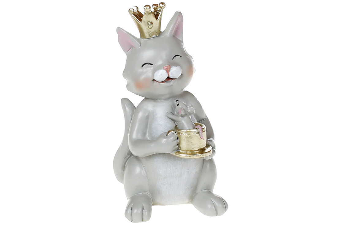 Декоративна статуетка Кот в короні, 10см, фото 1