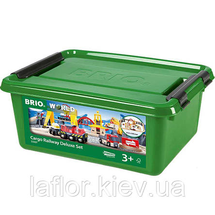 Іграшкова залізниця з мостовим краном Brio Deluxe 33097 54 елементи, фото 1
