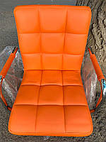 Стілець Augusto GD-Modern Base жовтогарячий 1012 шкірозамінник, на золотій хрестовині зі стопами, фото 3