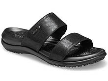 Шлепанцы женские сандалии Кроксы оригинал / Crocs Women's Capri Dual-Strap Sandal (206089), Черные