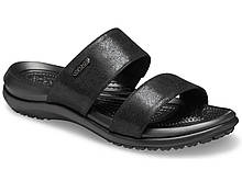 Шльопанці жіночі сандалі Крокси оригінал / Crocs women's Capri Dual-Strap Sandal (206089), Чорні