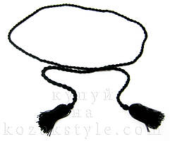 Пояс до вишиванки з китицями чорний 170 см