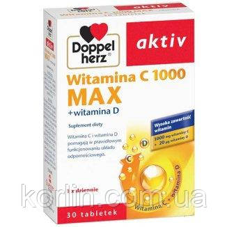 Doppelherz aktiv Вітамін C 1000 Макс + вітамін D 30 таб Доставка з ЄС, фото 1