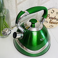 Чайник со свистком 3.0 л для газовой плиты Edenberg из нержавеющей стали Зеленый EB-7010