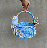 Блакитний дятячий пасхальний кошик з зайчиками для хлопчиків, фото 3