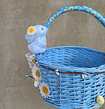 Блакитний дятячий пасхальний кошик з зайчиками для хлопчиків, фото 8