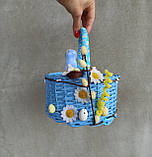 Блакитний дятячий пасхальний кошик з зайчиками для хлопчиків, фото 9