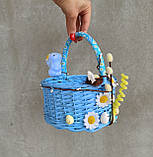 Блакитний дятячий пасхальний кошик з зайчиками для хлопчиків, фото 7
