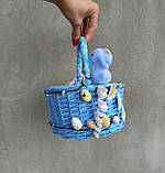 Блакитний дятячий пасхальний кошик з зайчиками для хлопчиків, фото 6