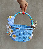 Блакитний дятячий пасхальний кошик з зайчиками для хлопчиків, фото 2