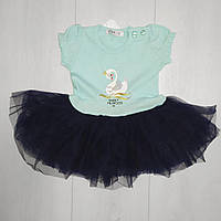 Платье для девочки, короткий рукав, фатиновая юбка (Лебедь), Breeze (размер 74)
