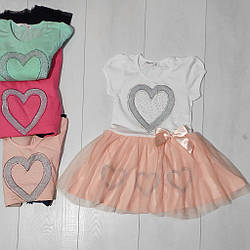 Плаття для дівчинки, короткий рукав (серце стрази), Breeze (розмір 104)