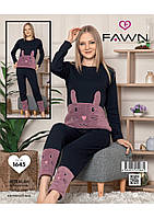 Комплект женской демисезонной, х/б (Кофта, длинный рукав +штаны), Fawn (размер M)