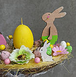 Пасхальна композиція зі свічкою. Псхальні зайчики, фото 2