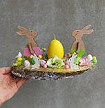 Пасхальна композиція зі свічкою. Псхальні зайчики, фото 9