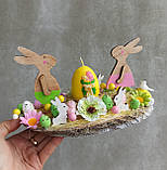 Пасхальна композиція зі свічкою. Псхальні зайчики, фото 7