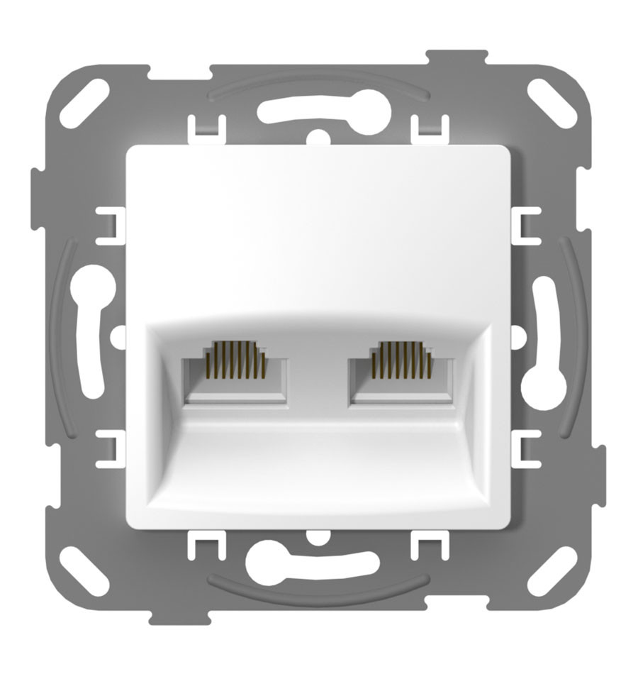 Розетка комп. 2-а RJ-45 Cat.6 PLANK, білий (арт. PLK0741031), фото 1