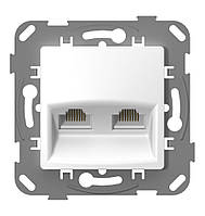 Розетка комп. 2-а RJ-45 Cat.6 PLANK, білий (арт. PLK0741031)