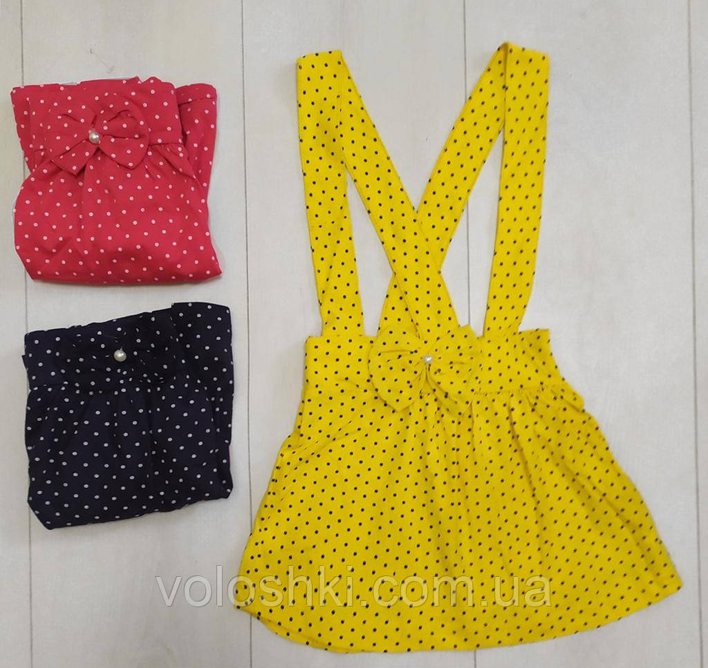 Спідниця літня з бретельками для дівчинки, принт горошок, фото 1