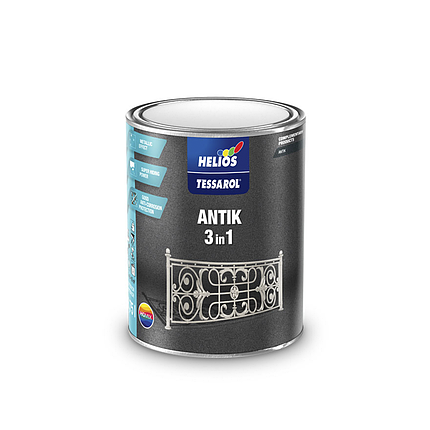 Грунт-емаль Helios Tessarol Antik 3 в 1 антрацит глянсовий 0.75л, фото 1