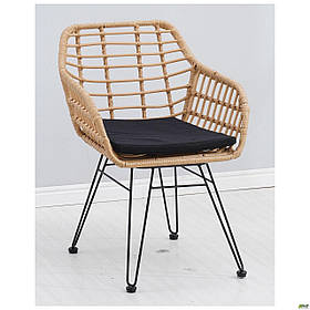 Плетенное крісло Tulum 820х600х630 мм латте з м'якою подушечкою під сидіння для дому для кафе