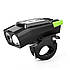 Велосипедний комп'ютер BK-1920 з вело ліхтарем 2 LED Т6 дальній-ближній і дзвінком, green, фото 2