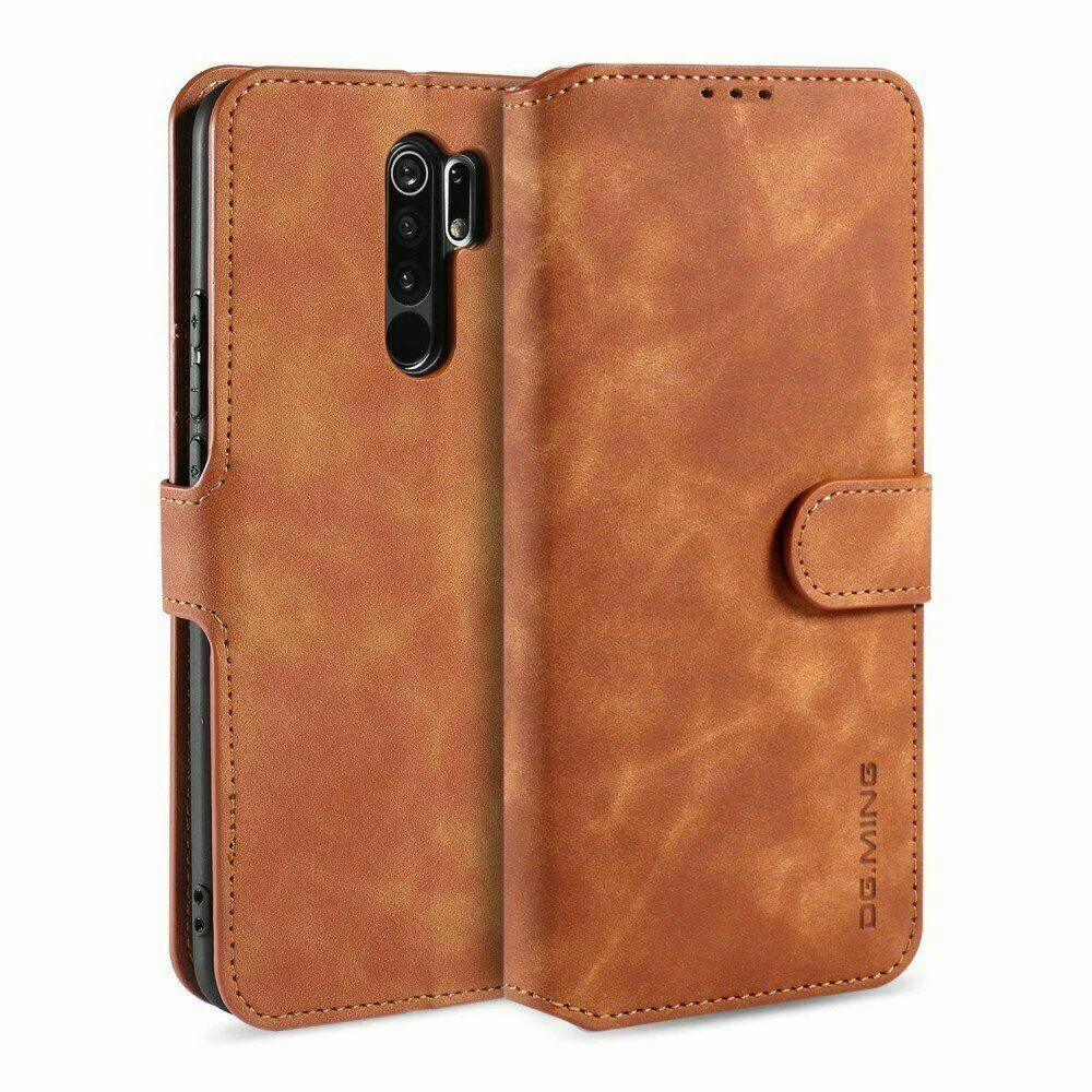 Чохол книжка Софт Тач для Xiaomi Redmi Note 8 Pro коричневий гаманець ремінець на руку