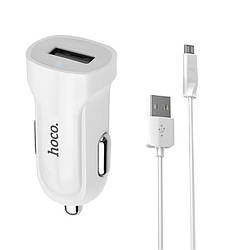 Автомобільний зарядний пристрій Hoco Z2 5 V 1.5 A 1 USB + microUSB кабель White