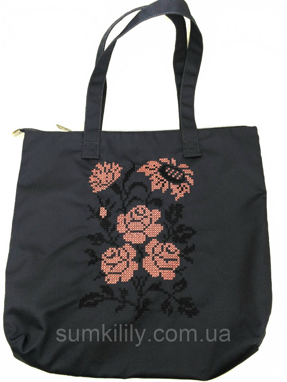 Текстильна сумочка з вишивкою Шопер 15, фото 1
