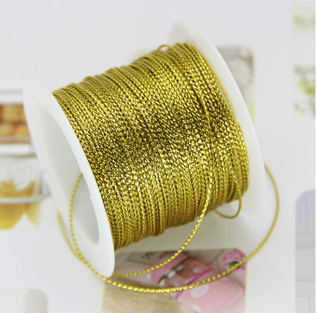 Декоративний металізований шнур 1 мм, золото (5 м)