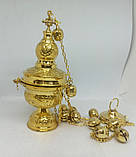 Кадило для священика середнє з позолотою (Греція), фото 2