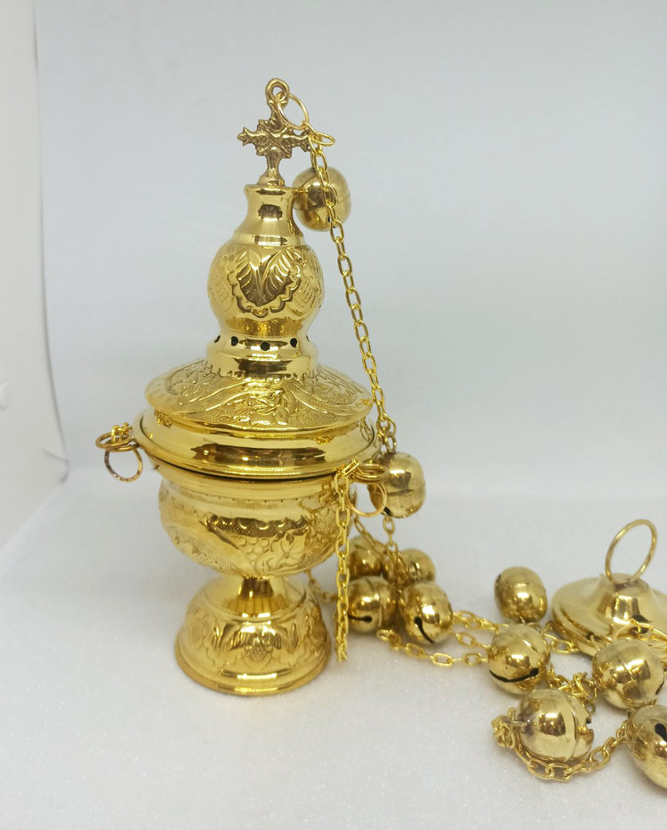 Кадило для священика середнє з позолотою (Греція), фото 1