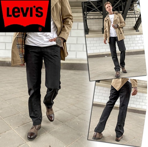 Чоловічі класичні джинси брючні Levi Strauss. Прямі джинсові штани Levi's тонкі бавовняні.