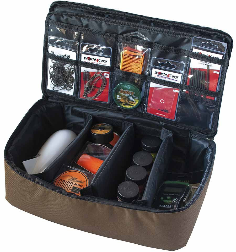 Сумка для риболовних аксесуарів World4Carp Tackle Bag, органайзер для снастей, 37х21х13 см, оксфорд, койот, фото 1
