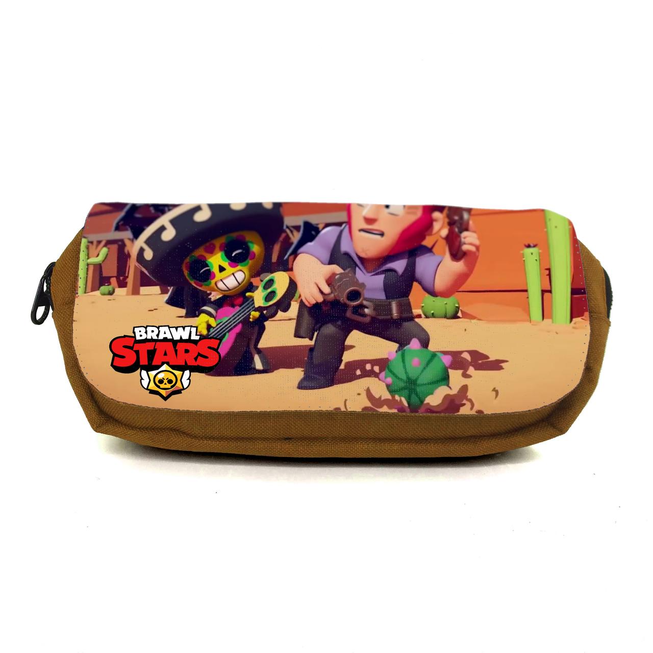 Шкільний пенал Бравл Старс органайзер універсальний (Brawl Stars - 0040) жовтогарячий, фото 1