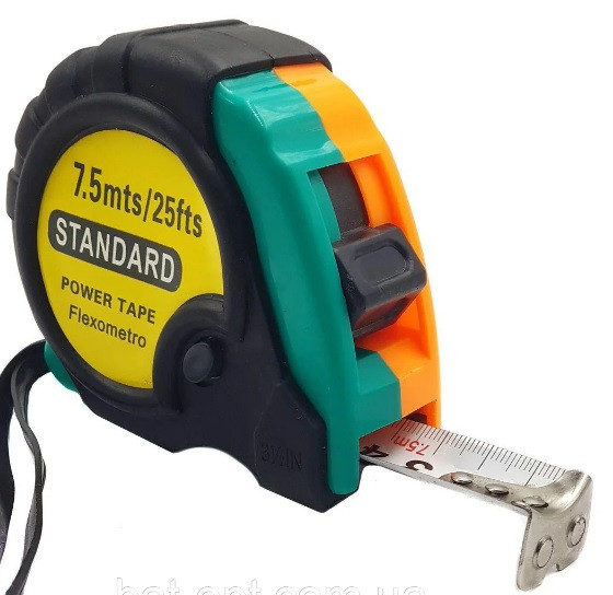 Рулетка гумова STANDART, 7,5 м, Q48