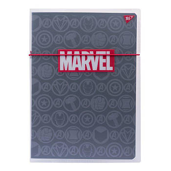 Зошит А4/48 клітинка у пластиковій папці з малюнком "MARVEL BLACK" YES 764425