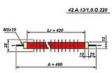 ТЕНР 52 А13/1,2-О-220 — ТЕН 1200 Вт 220 В, сухий, ребрований, чорний метал, прямий, L = 5 мм, фото 3