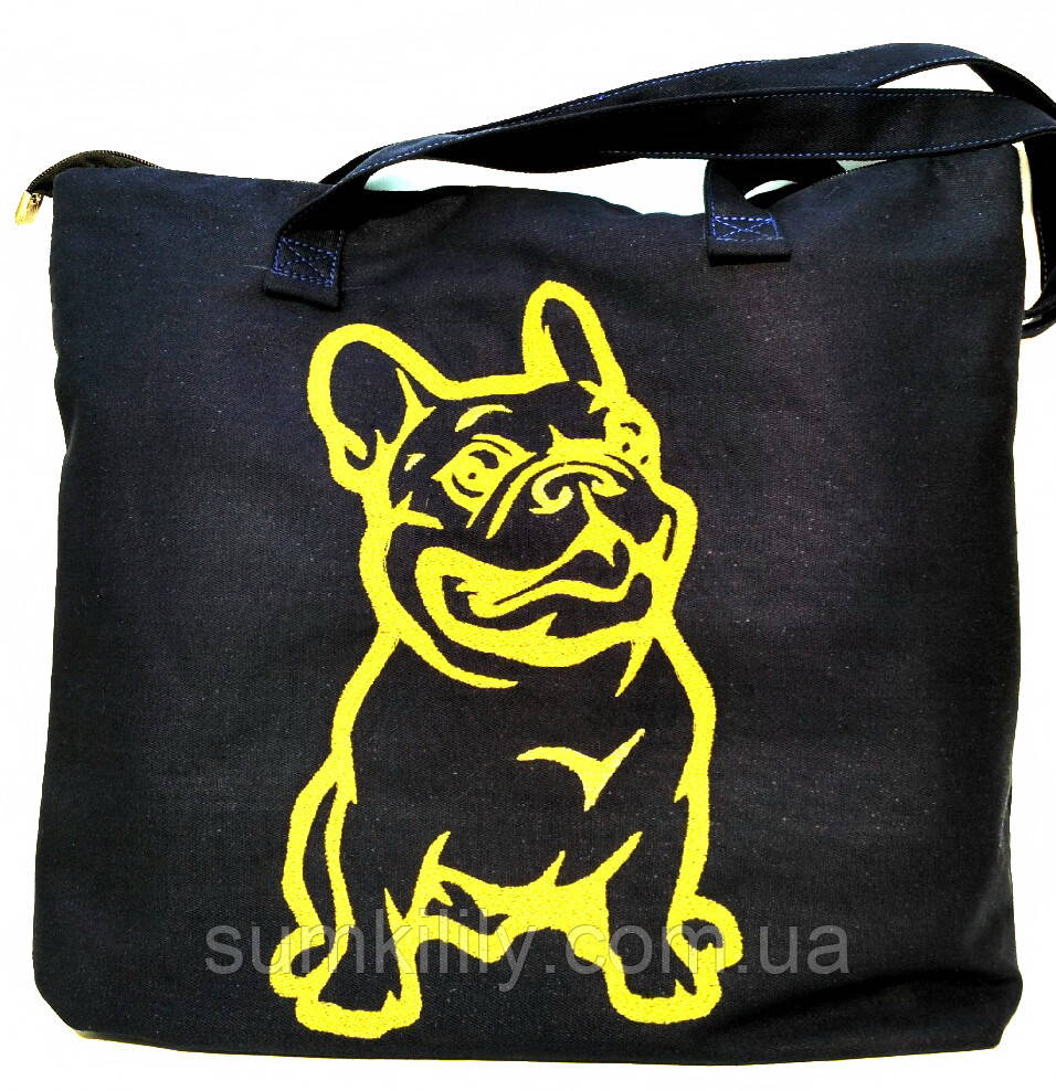 Текстильна сумочка з вишивкою Шопер 40, фото 1